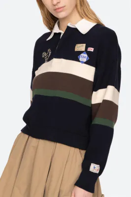 SEA NEW YORK Arther Varsity Knit Rugby Shirt Multi 