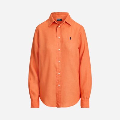POLO RALPH LAUREN Classic Fit Linen Shirt - True Orange