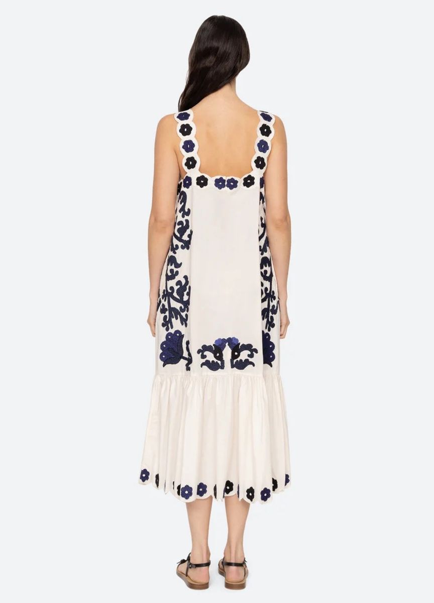 SEA NY Catrine Dress WHITE/BLUE