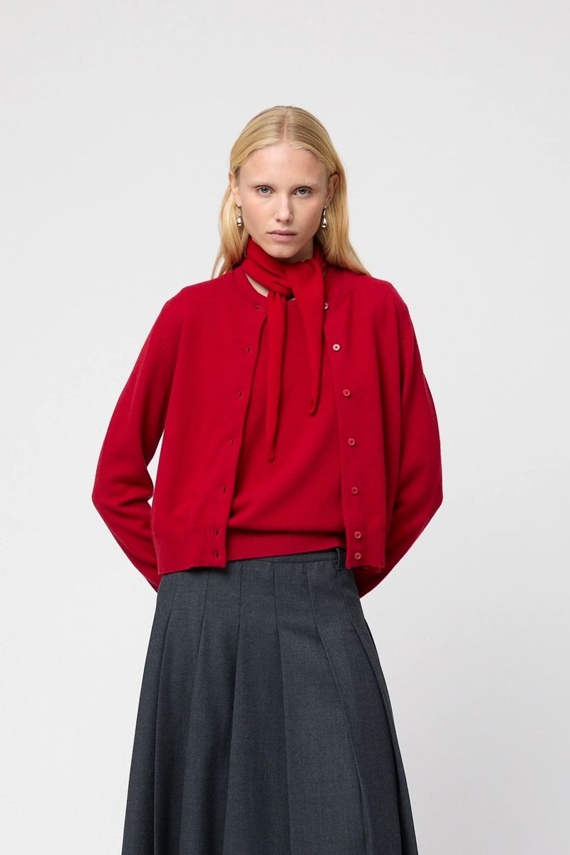 FWSS Classic Wool Cardigan Crimson 