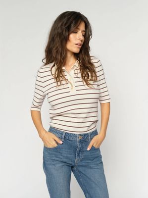 MOS MOSH Caliz Stripe Strikkegenser coffe quarts