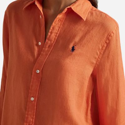 POLO RALPH LAUREN Classic Fit Linen Shirt - True Orange