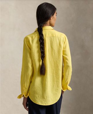 RALPH LAUREN CLASSIC-LONG SLEEVE-BUTTON FRONT YELLOW 