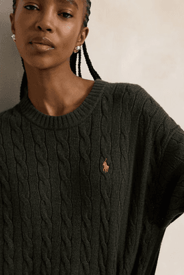 POLO RALPH LAUREN Cabel Knit Wool Cashmere Dress Olive Umber Heather 